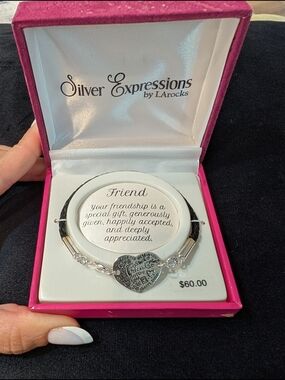 Silver Expressions Heart Friendship Bracelet - Black